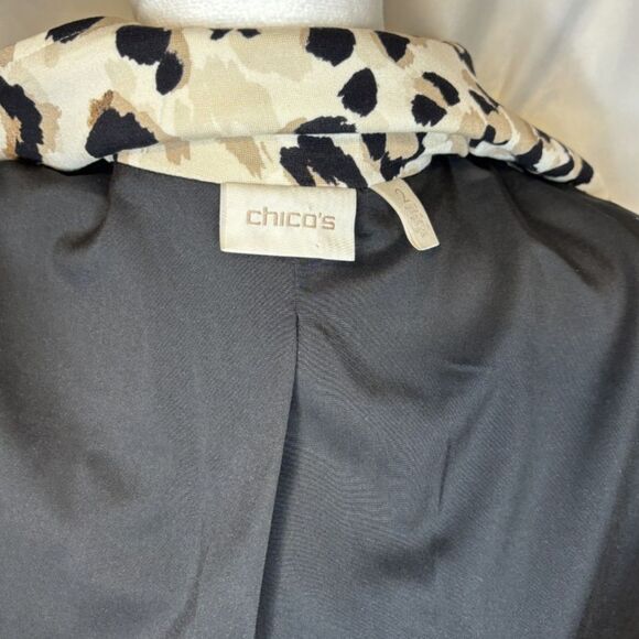 Chico's Animal Print Soft Stretch Ponte Knit Zip Moto Jacket Top - Picture 6 of 6